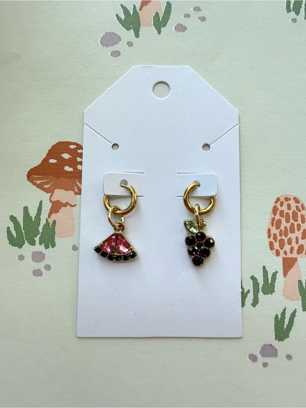 Gold-Tone Fruit Charm Huggie Earrings